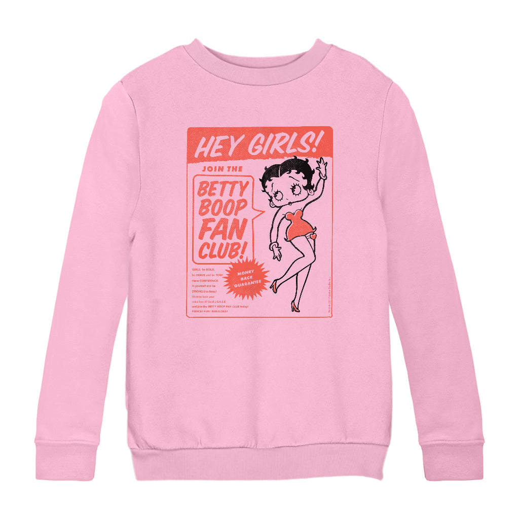 Betty Boop Hey Girls Fan Club Kids Sweatshirt
