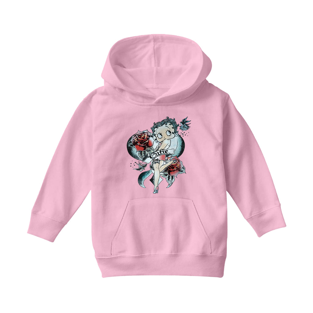 Betty Boop Hottie Cutie Tattoo Kids Hooded Sweatshirt