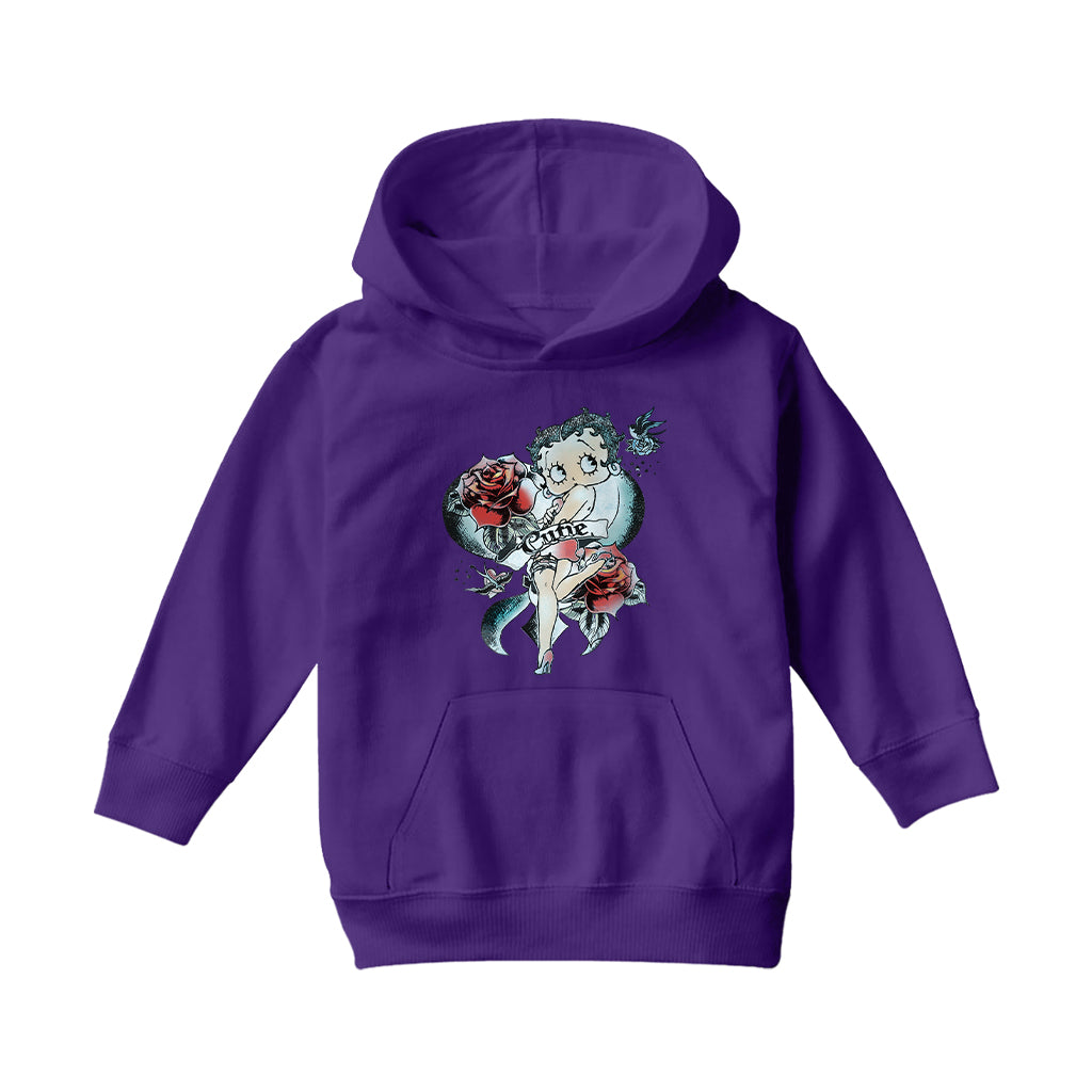 Betty Boop Hottie Cutie Tattoo Kids Hooded Sweatshirt-Betty Boop Shop