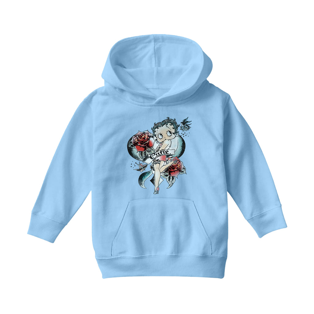 Betty Boop Hottie Cutie Tattoo Kids Hooded Sweatshirt-Betty Boop Shop