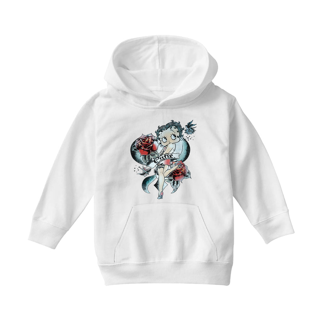 Betty Boop Hottie Cutie Tattoo Kids Hooded Sweatshirt-Betty Boop Shop