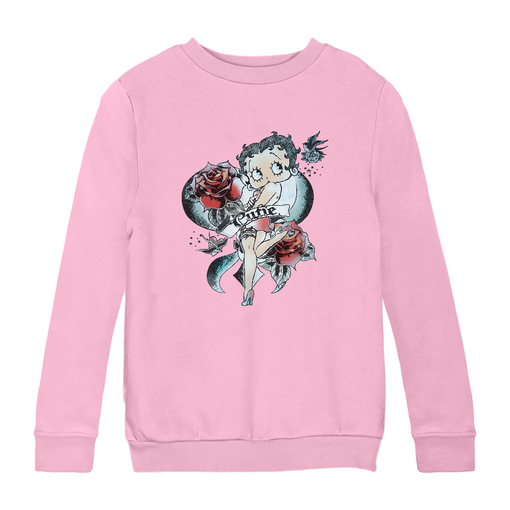 Betty Boop Hottie Cutie Tattoo Kids Sweatshirt