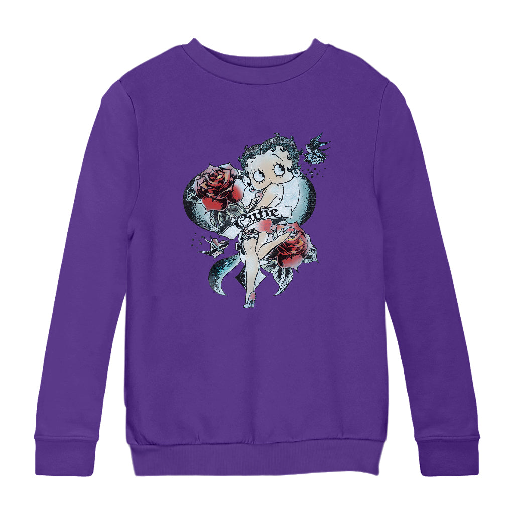 Betty Boop Hottie Cutie Tattoo Kids Sweatshirt-Betty Boop Shop