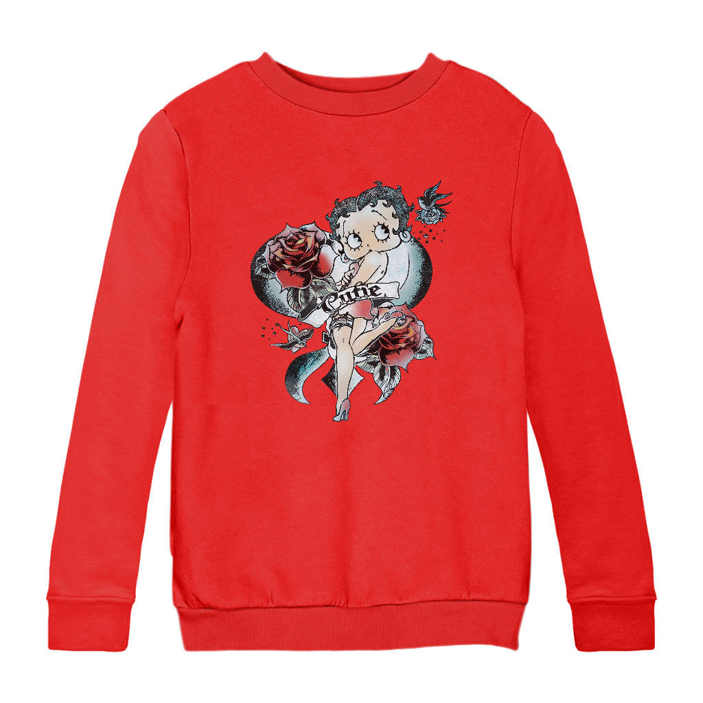 Betty Boop Hottie Cutie Tattoo Kids Sweatshirt-Betty Boop Shop