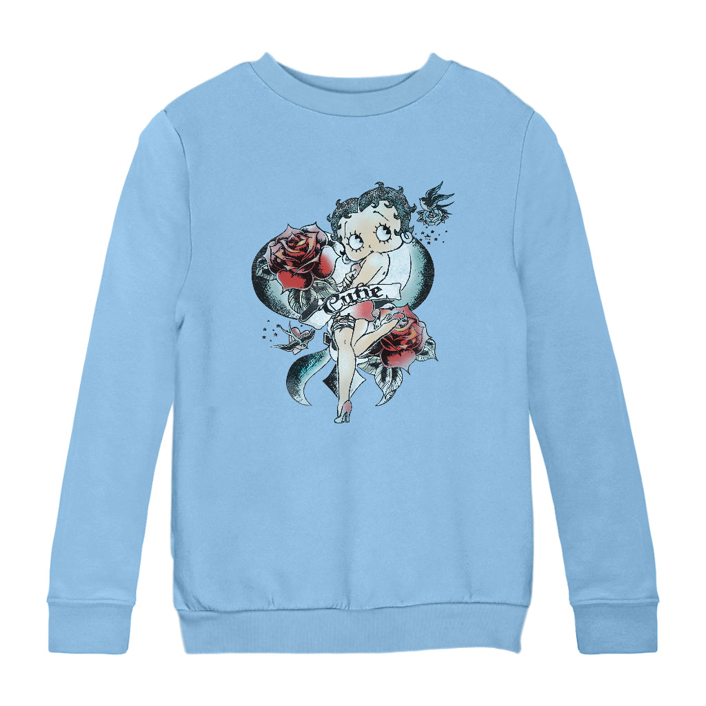 Betty Boop Hottie Cutie Tattoo Kids Sweatshirt-Betty Boop Shop