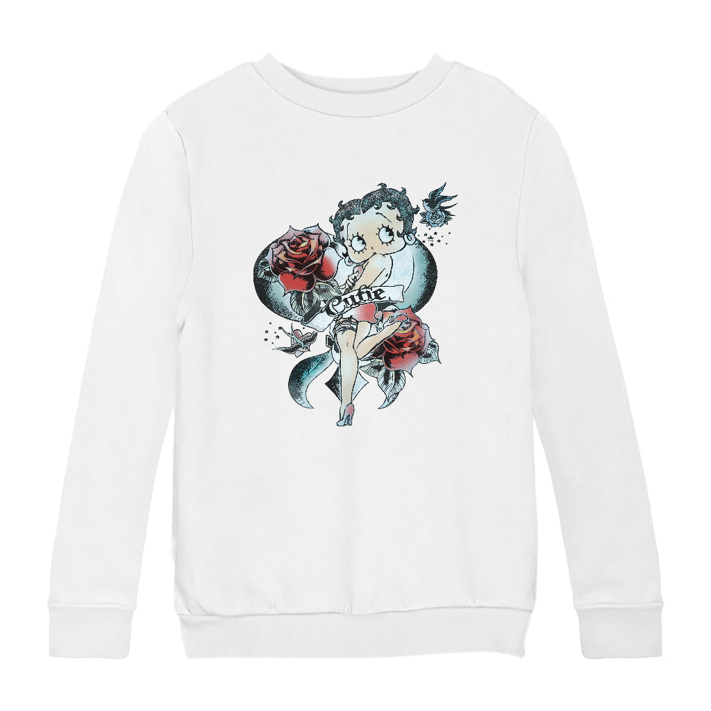 Betty Boop Hottie Cutie Tattoo Kids Sweatshirt-Betty Boop Shop