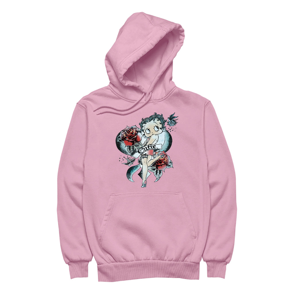Betty Boop Hottie Cutie Tattoo Men's Hooded Sweatshirt-Betty Boop Shop