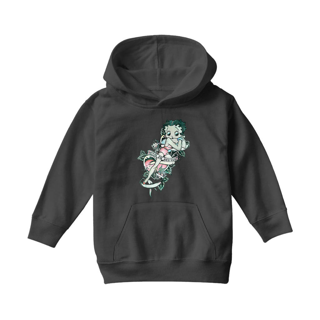 Betty Boop Spoil Me Tattoo Kids Hooded Sweatshirt-Betty Boop Shop