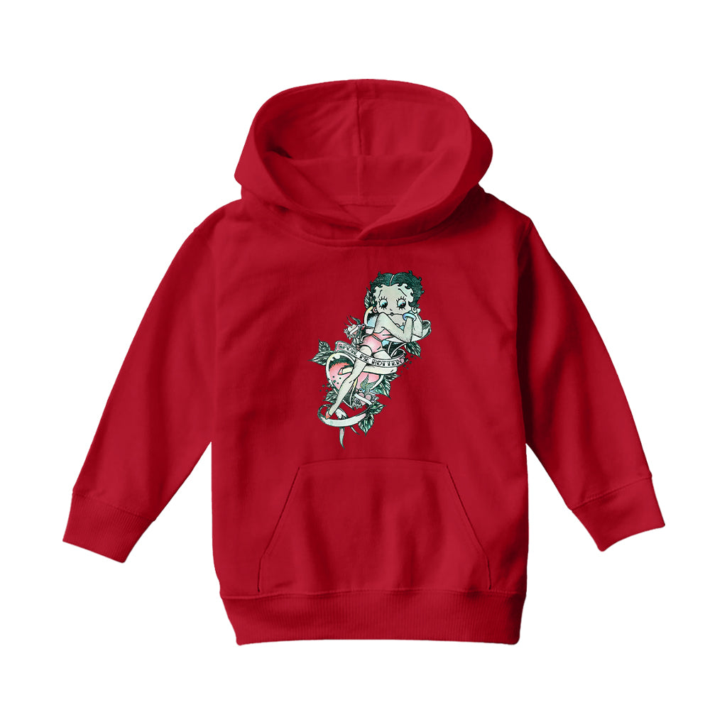 Betty Boop Spoil Me Tattoo Kids Hooded Sweatshirt-Betty Boop Shop