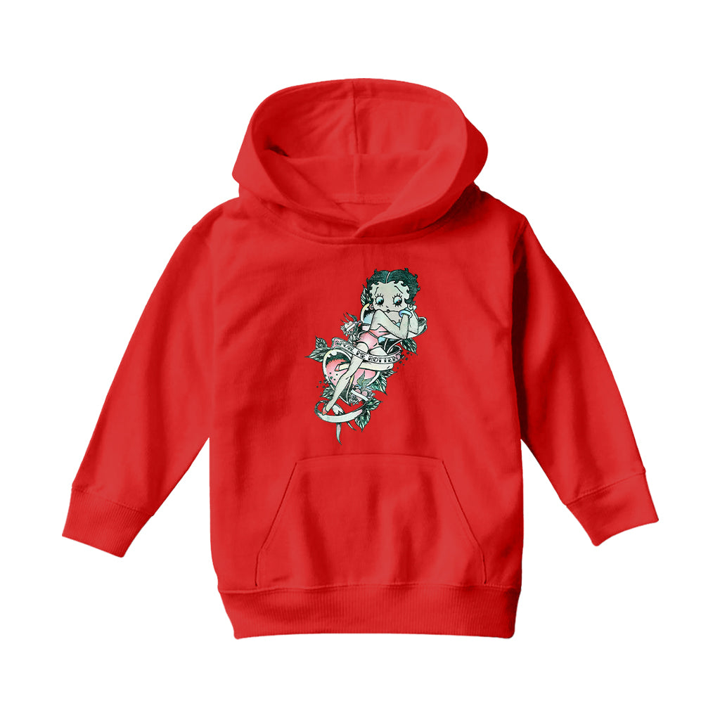 Betty Boop Spoil Me Tattoo Kids Hooded Sweatshirt-Betty Boop Shop