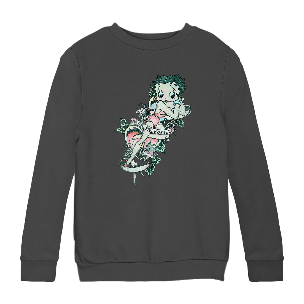 Betty Boop Spoil Me Tattoo Kids Sweatshirt-Betty Boop Shop