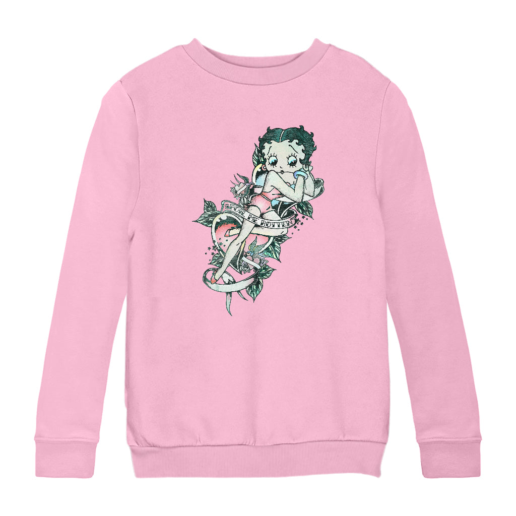 Betty Boop Spoil Me Tattoo Kids Sweatshirt