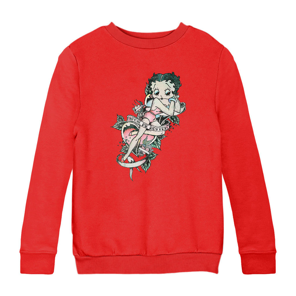 Betty Boop Spoil Me Tattoo Kids Sweatshirt-Betty Boop Shop