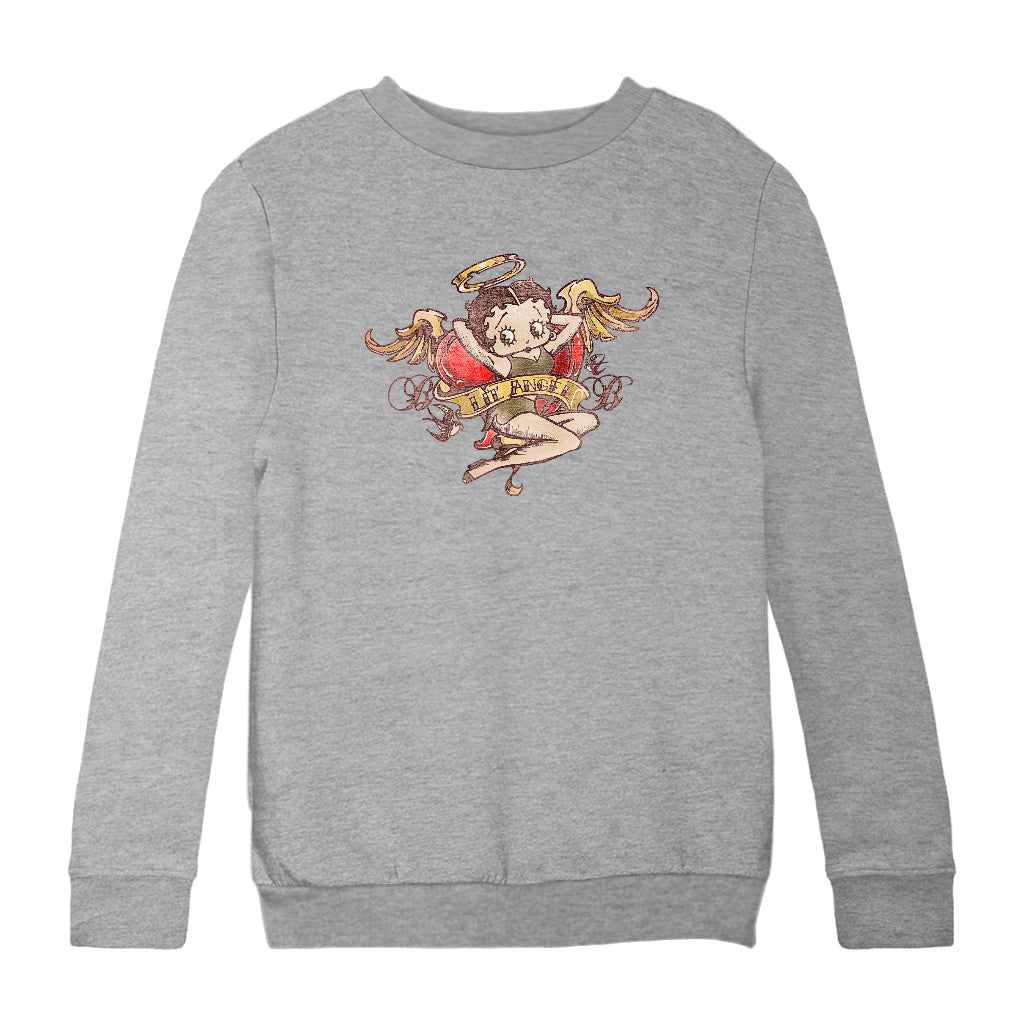 Betty Boop Lil Angel Tattoo Kids Sweatshirt-Betty Boop Shop