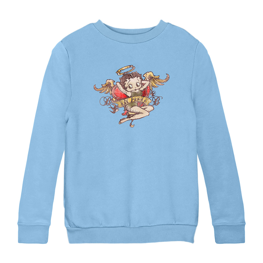 Betty Boop Lil Angel Tattoo Kids Sweatshirt-Betty Boop Shop