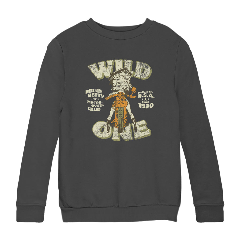Betty Boop Wild One Biker Kids Sweatshirt-Betty Boop Shop