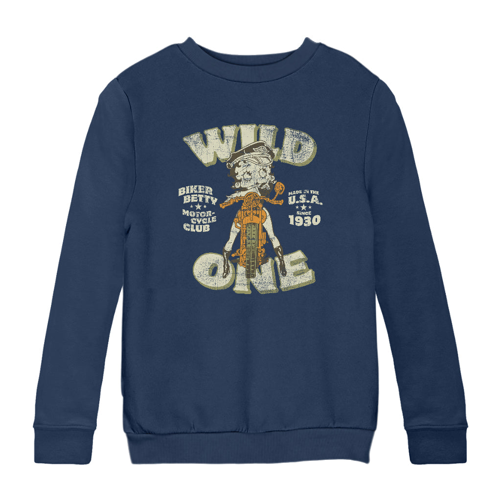 Betty Boop Wild One Biker Kids Sweatshirt-Betty Boop Shop