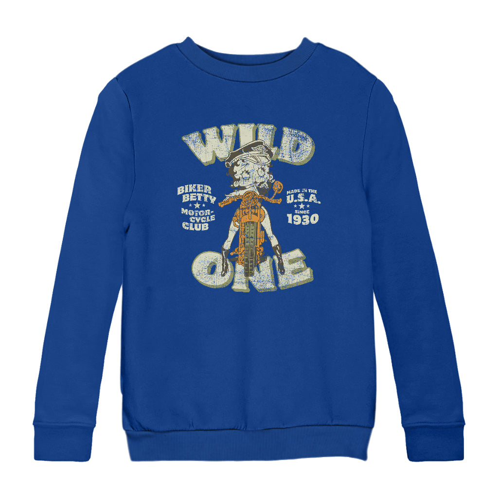 Betty Boop Wild One Biker Kids Sweatshirt-Betty Boop Shop