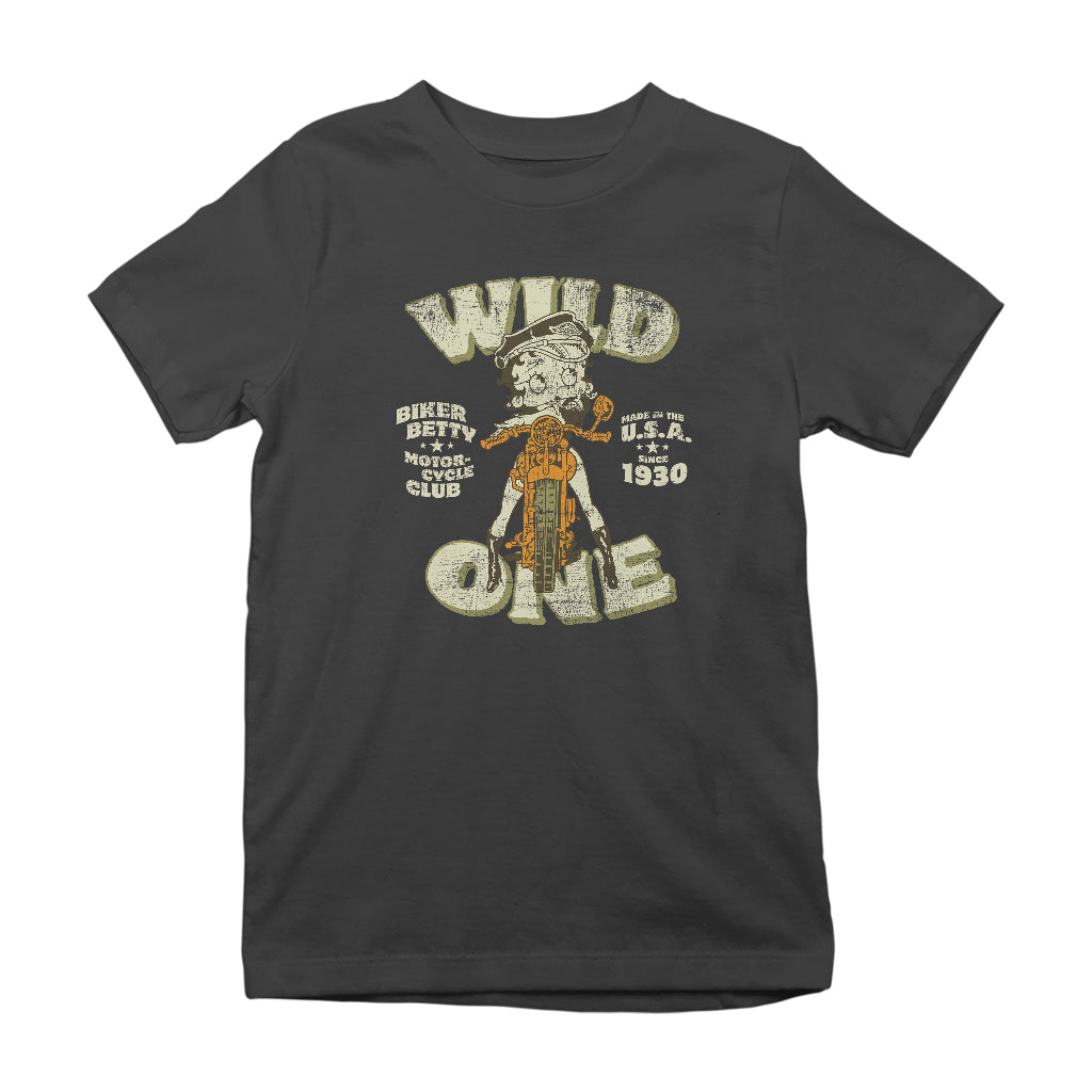 Betty Boop Wild One Biker Kids T-Shirt-Betty Boop Shop