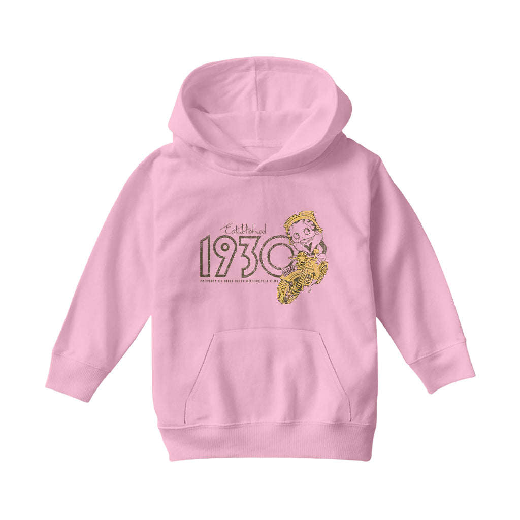 Betty Boop EST 1930 Motor Cycle Club Kids Hooded Sweatshirt
