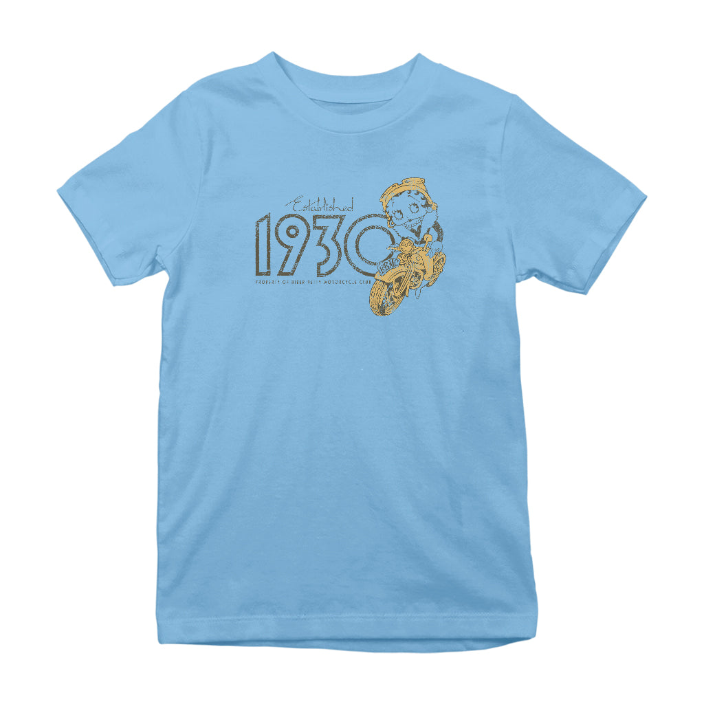Betty Boop EST 1930 Motor Cycle Club Kids T-Shirt-Betty Boop Shop