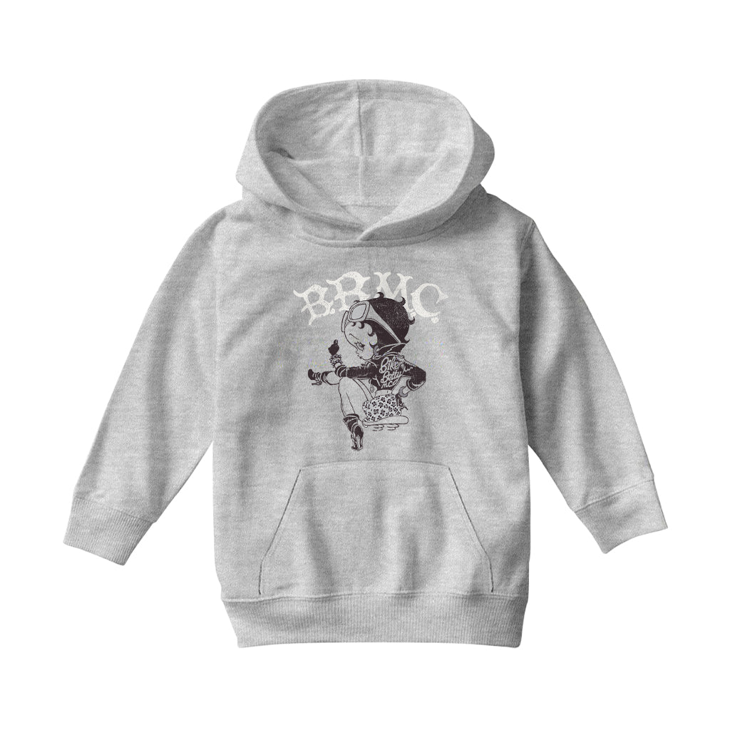 Betty Boop Biker BBMC Black and White Kids Hooded Sweatshirt-Betty Boop Shop