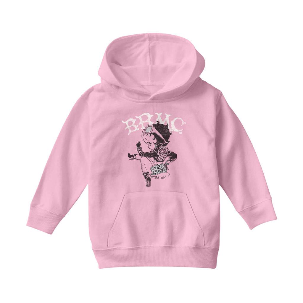 Betty Boop Biker BBMC Black and White Kids Hooded Sweatshirt
