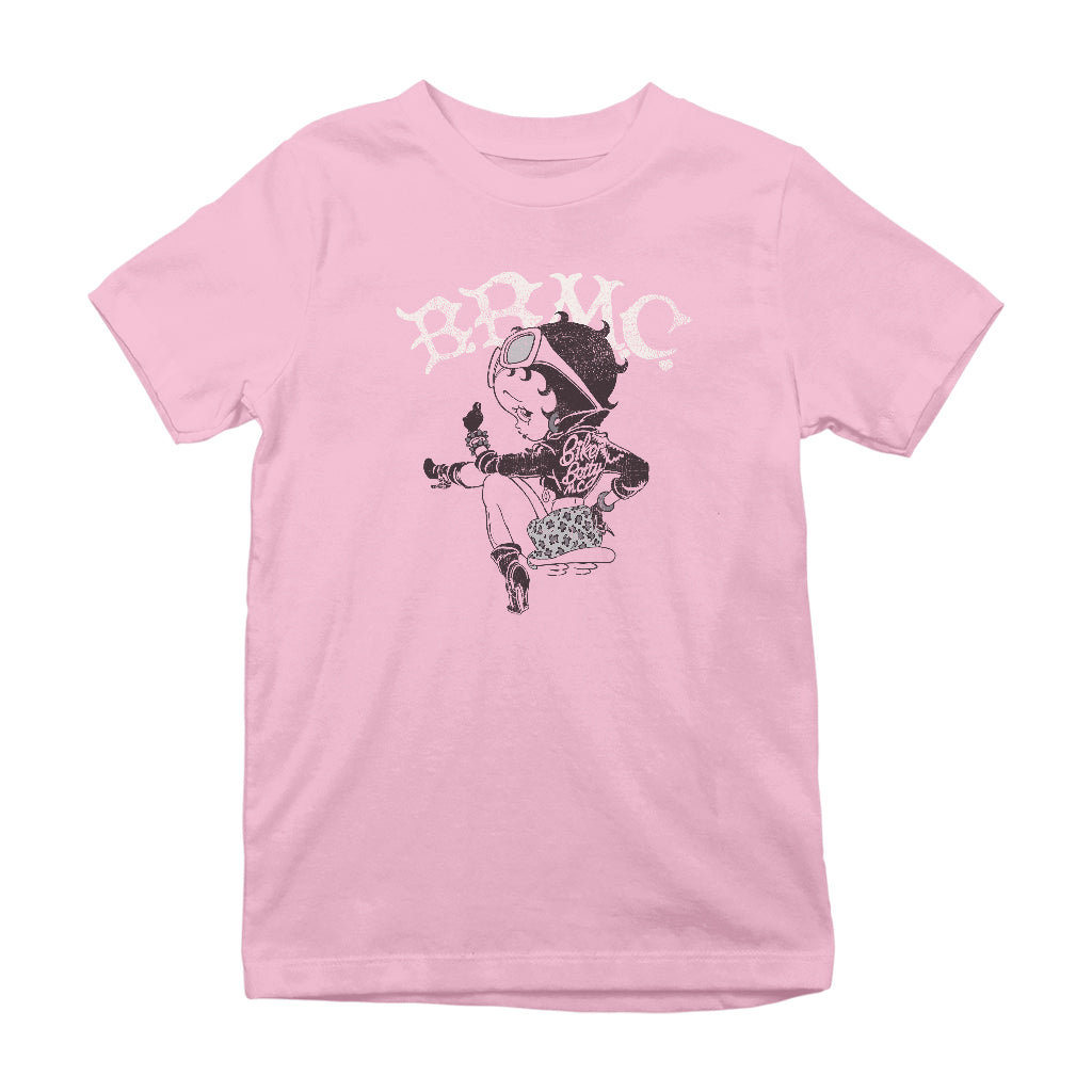 Betty Boop Biker BBMC Black and White Kids T-Shirt-Betty Boop Shop