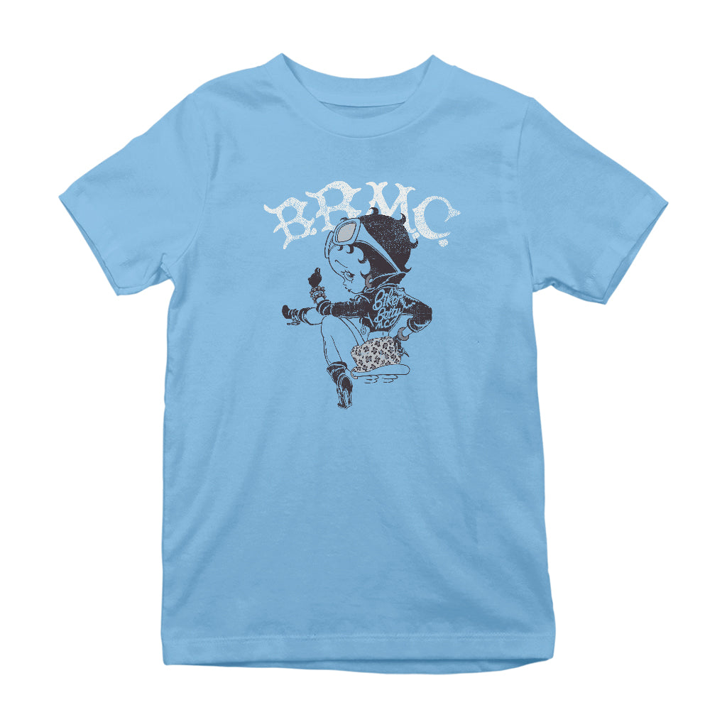Betty Boop Biker BBMC Black and White Kids T-Shirt-Betty Boop Shop