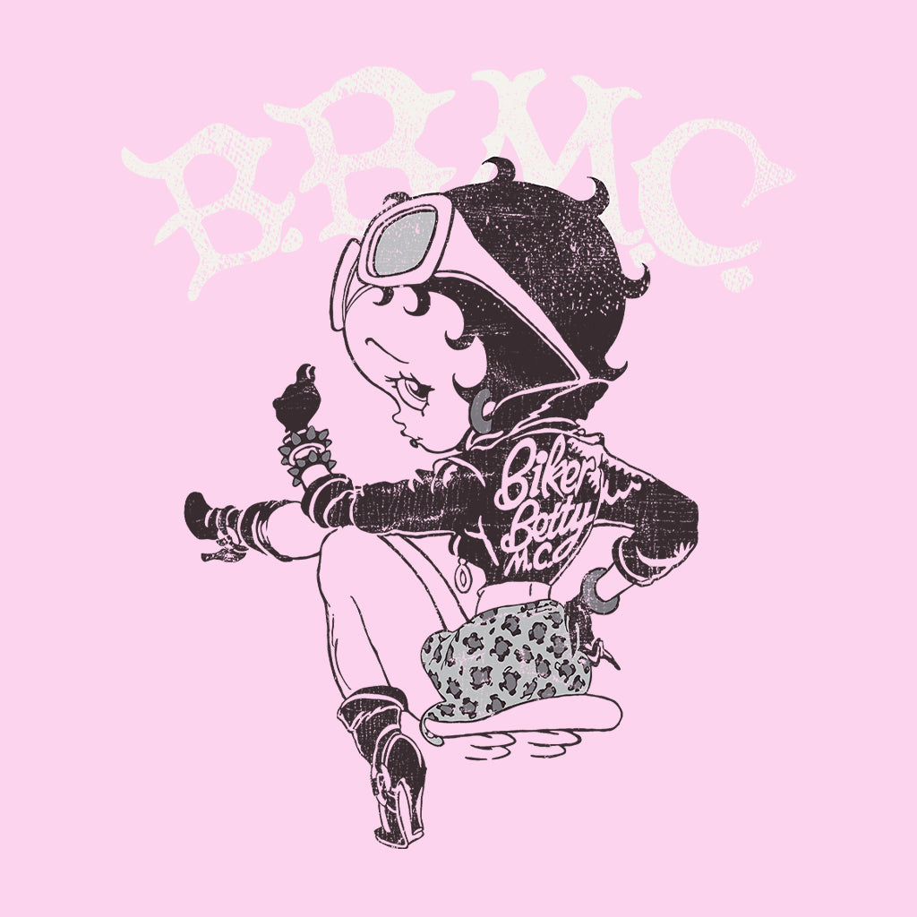 Betty Boop Biker BBMC Black and White Men's Hooded Sweatshirt-Betty Boop Shop