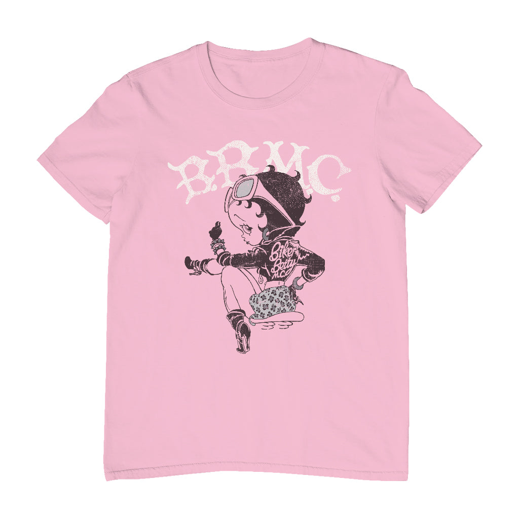 Betty Boop Biker BBMC Black and White Men's T-Shirt-Betty Boop Shop