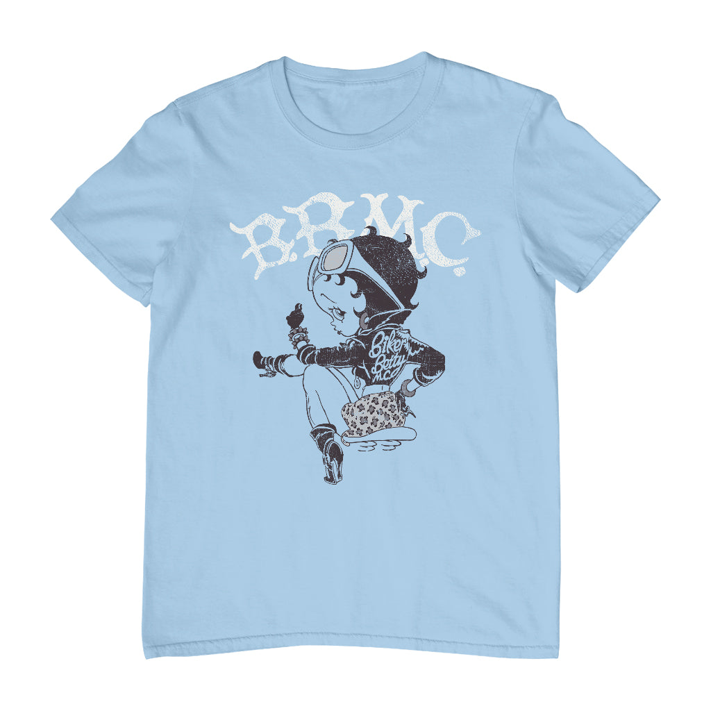 Betty Boop Biker BBMC Black and White Men's T-Shirt-Betty Boop Shop