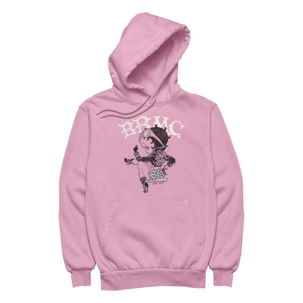 Betty Boop Biker BBMC Black and White Women's Hooded Sweatshirt-Betty Boop Shop