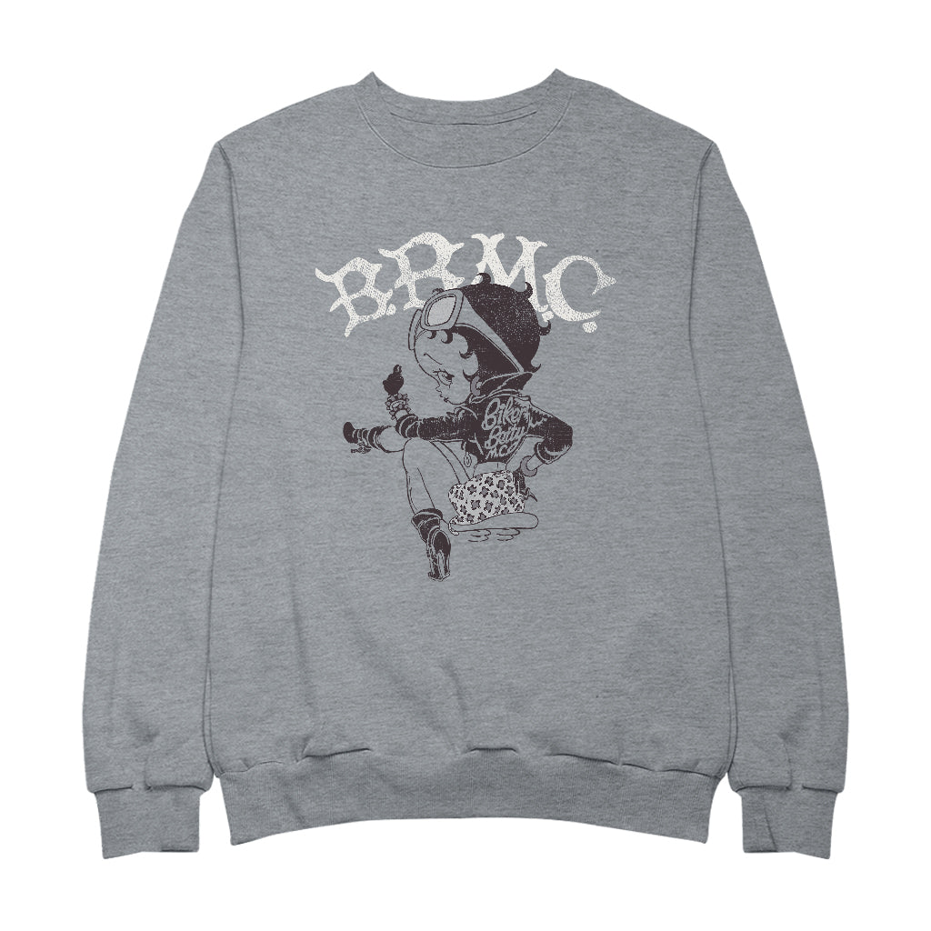 Betty Boop Biker BBMC Black and White Women's Sweatshirt