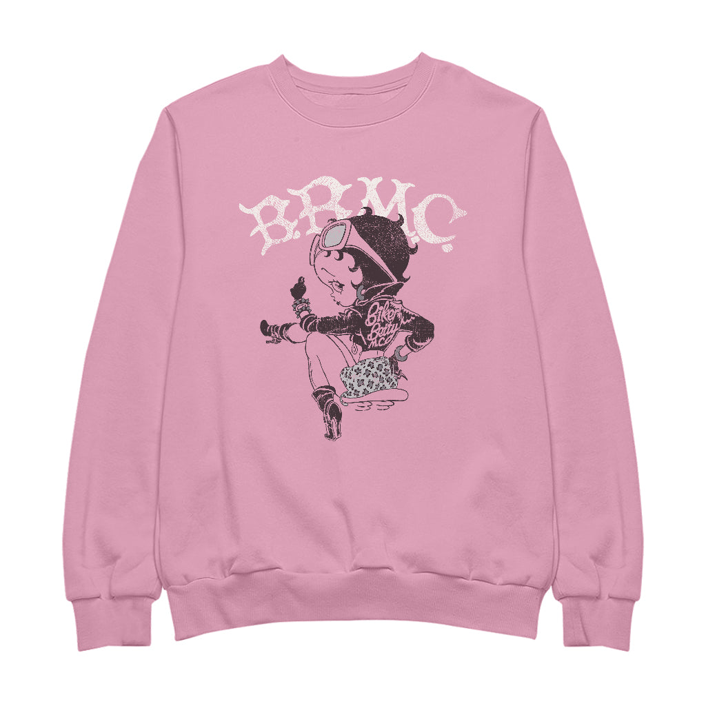 Betty Boop Biker BBMC Black and White Women's Sweatshirt-Betty Boop Shop