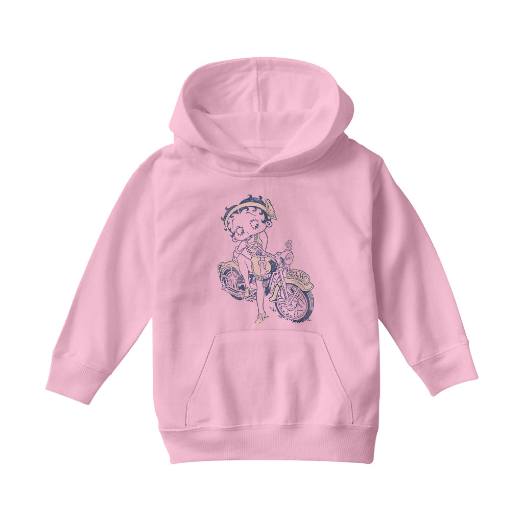 Betty Boop Flapper Girl Biker Kids Hooded Sweatshirt