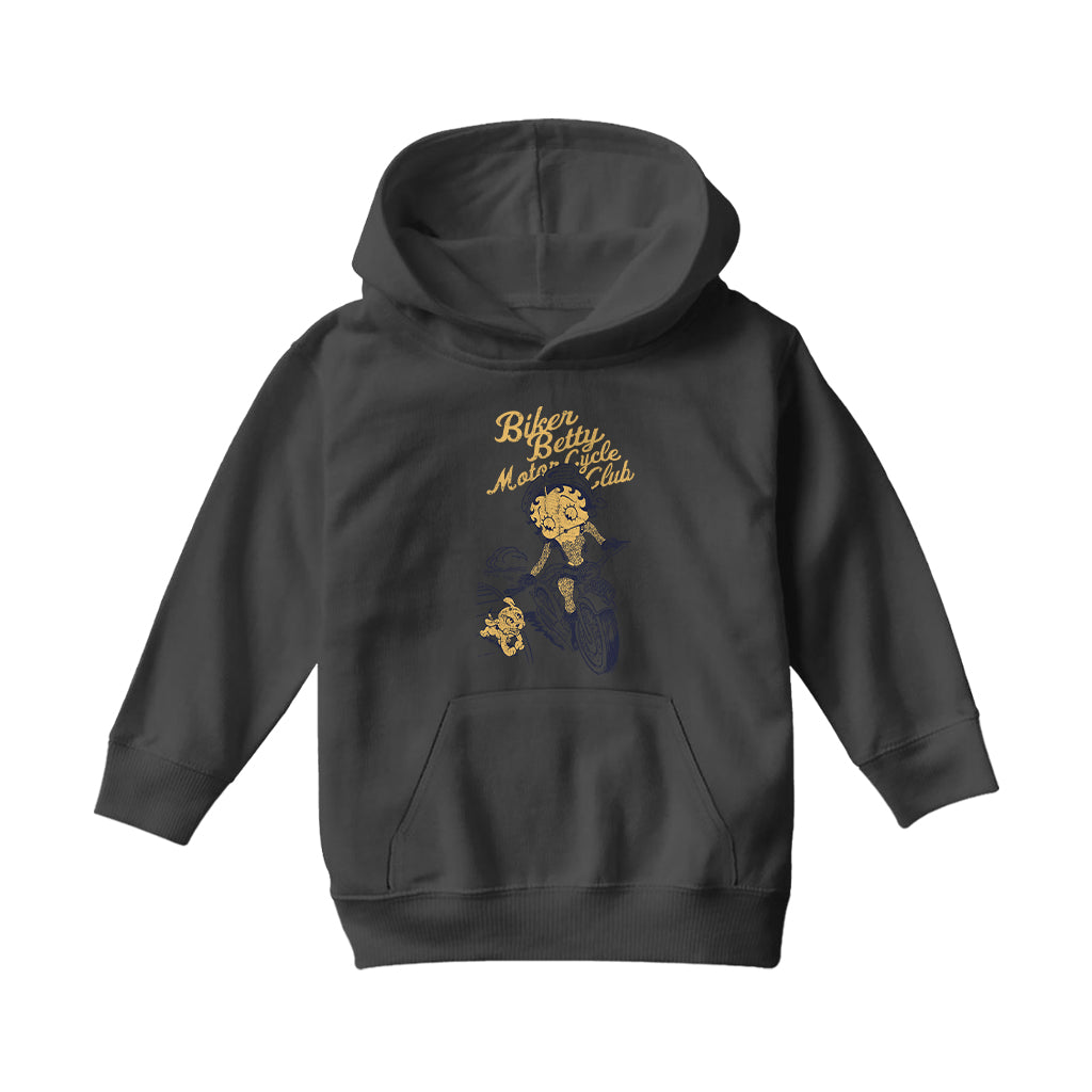 Betty Boop Motor Cycle Club Kids Hooded Sweatshirt-Betty Boop Shop