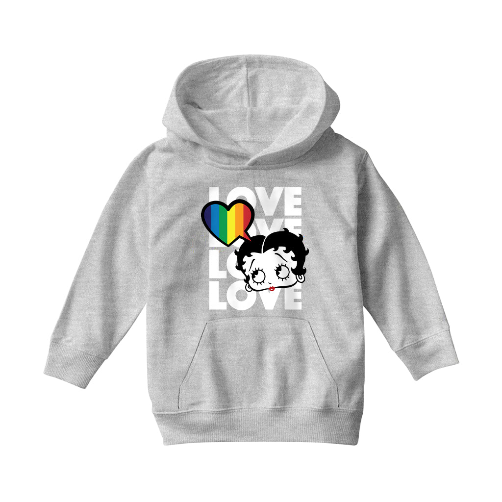 Betty Boop Pride Love Love Love Love Kids Hooded Sweatshirt-Betty Boop Shop