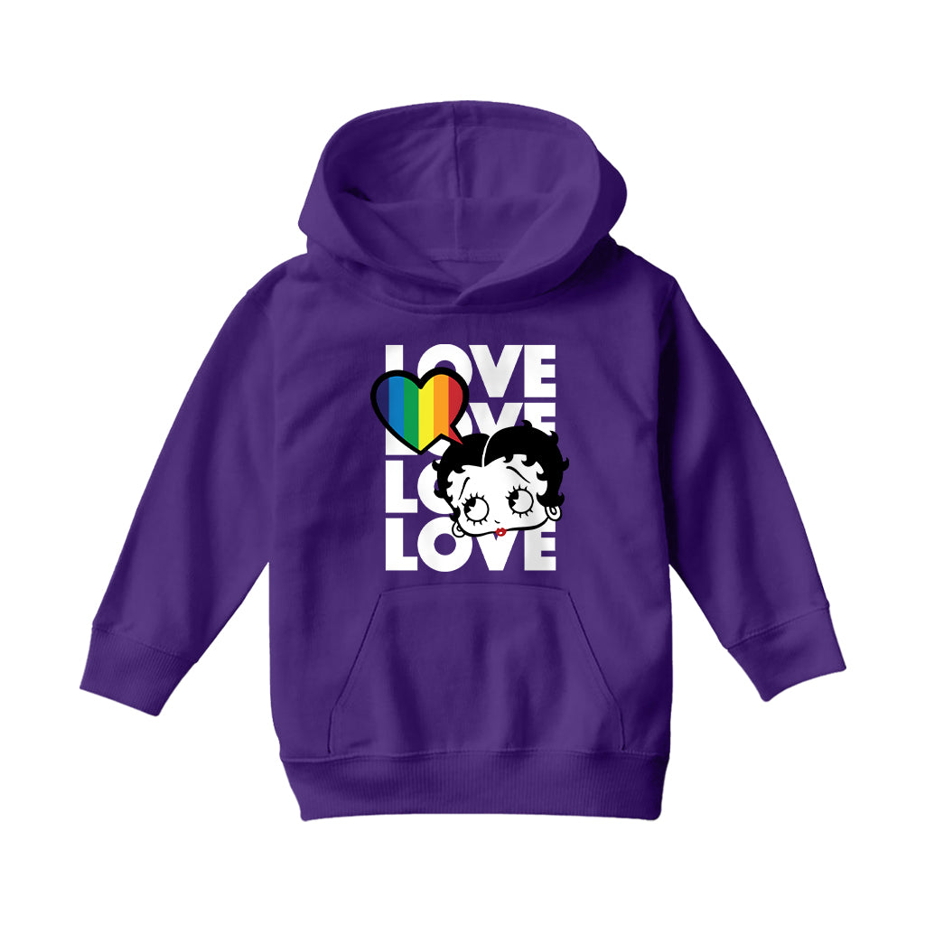Betty Boop Pride Love Love Love Love Kids Hooded Sweatshirt-Betty Boop Shop