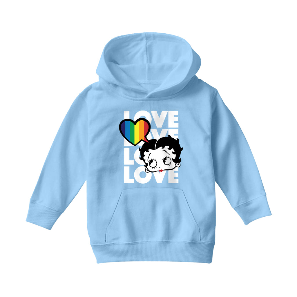 Betty Boop Pride Love Love Love Love Kids Hooded Sweatshirt-Betty Boop Shop