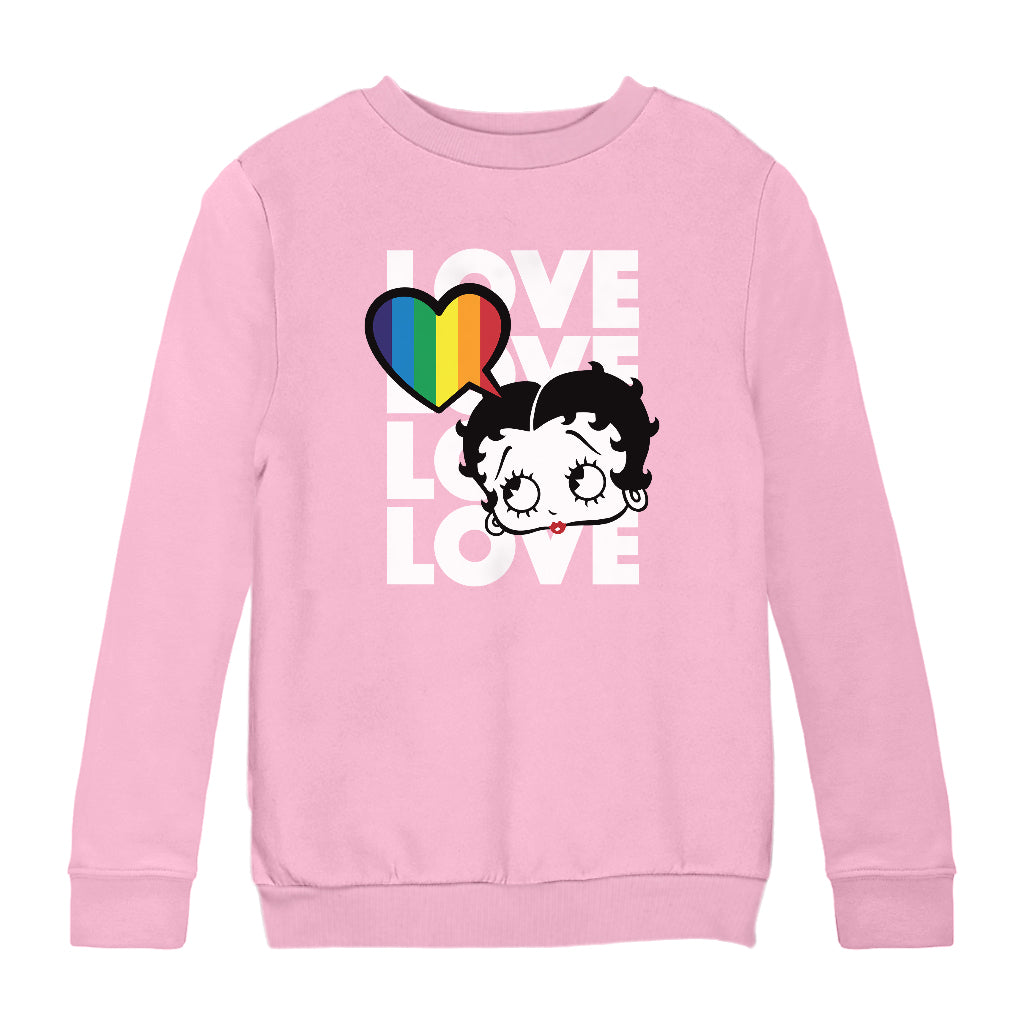 Betty Boop Pride Love Love Love Love Kids Sweatshirt