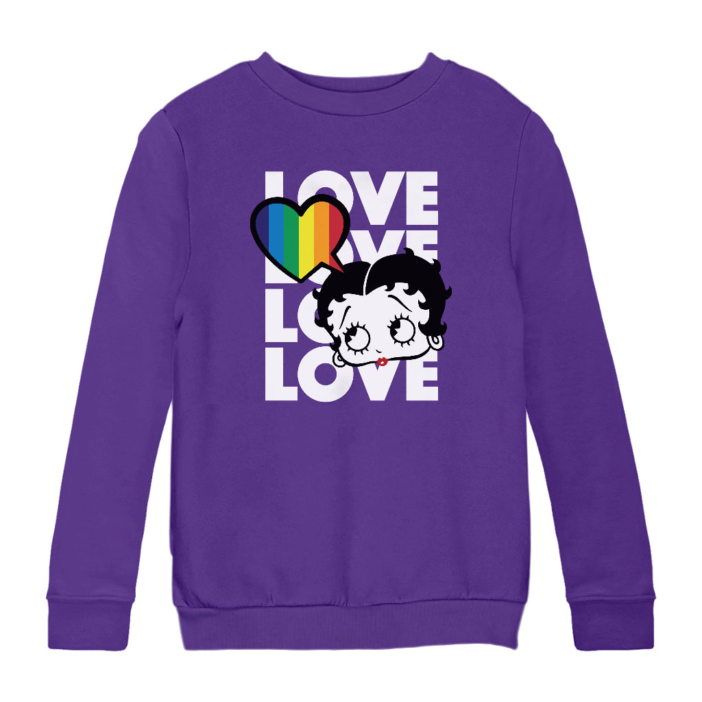 Betty Boop Pride Love Love Love Love Kids Sweatshirt-Betty Boop Shop