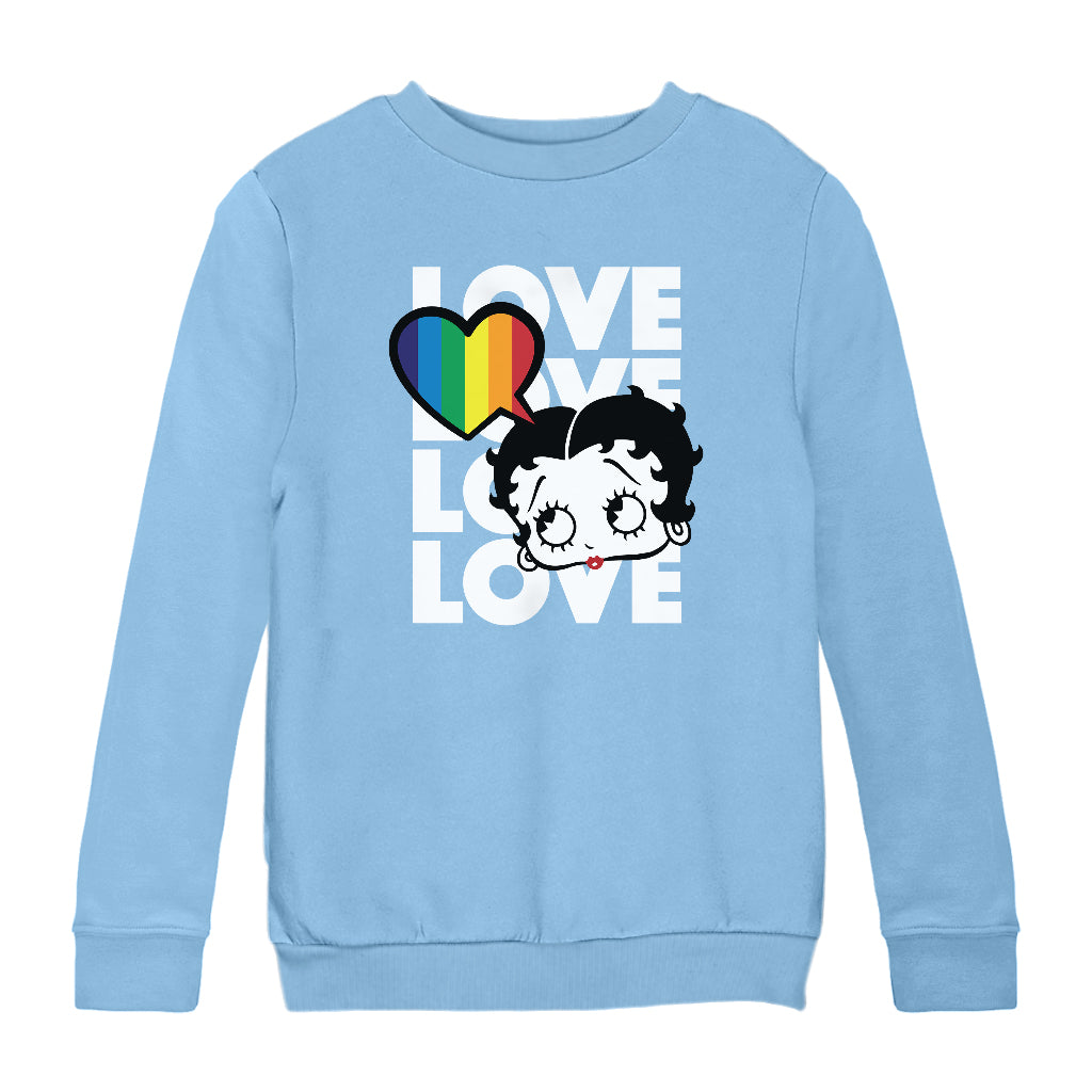 Betty Boop Pride Love Love Love Love Kids Sweatshirt-Betty Boop Shop