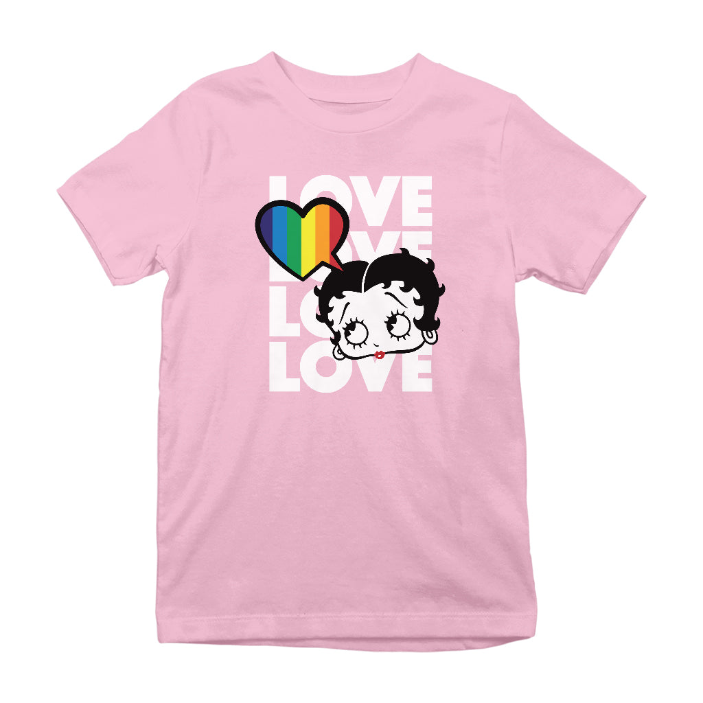 Betty Boop Pride Love Love Love Love Kids T-Shirt-Betty Boop Shop