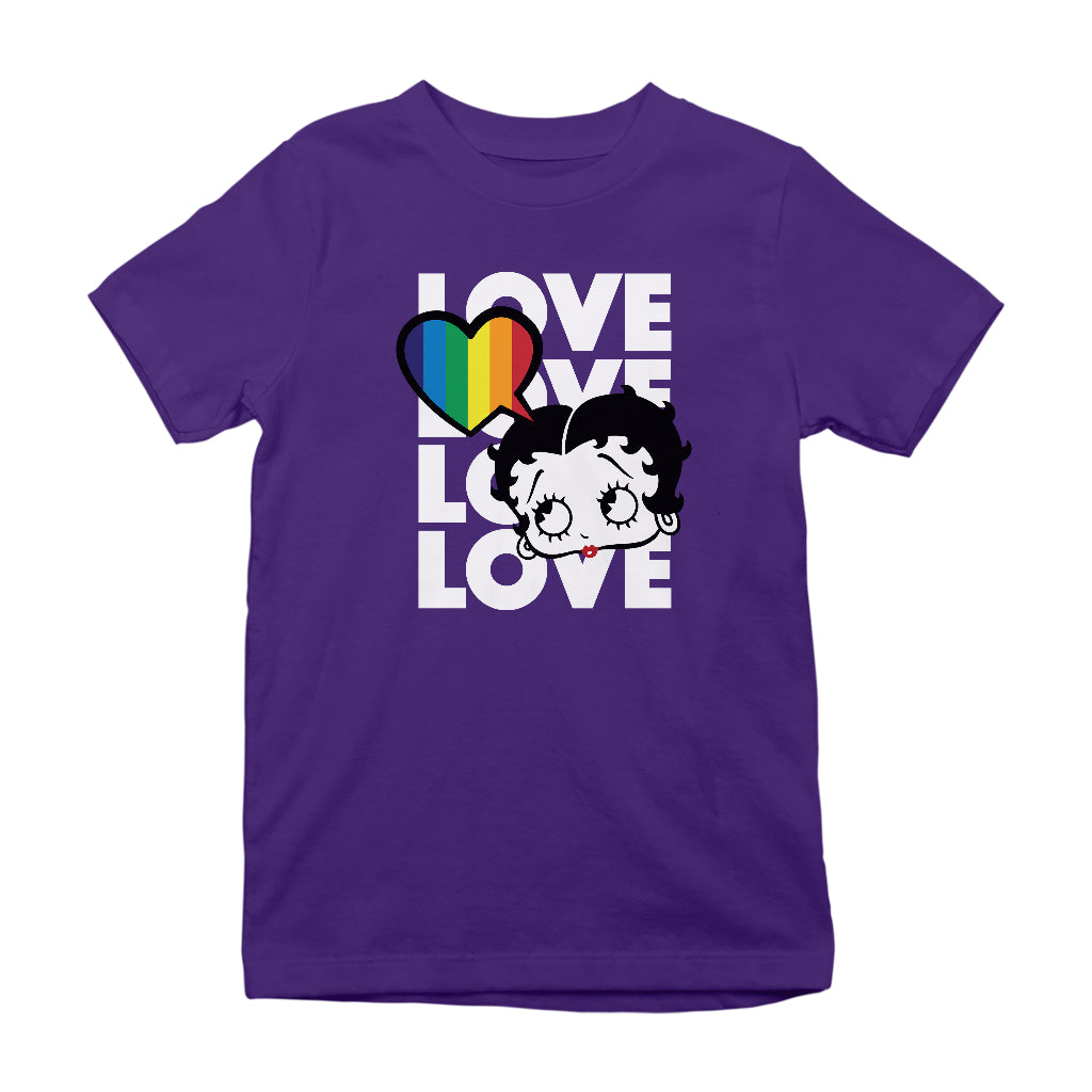 Betty Boop Pride Love Love Love Love Kids T-Shirt-Betty Boop Shop