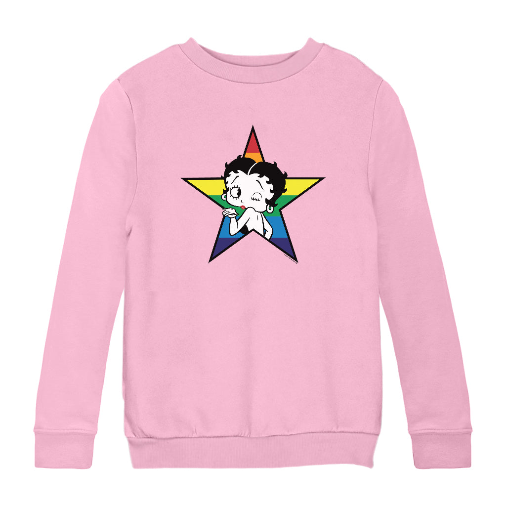 Betty Boop Star Blowing Kiss Kids Sweatshirt