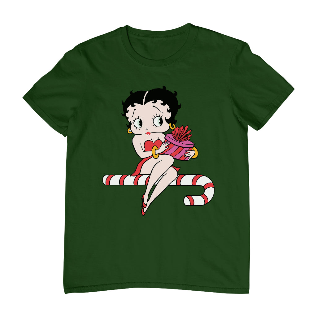 Betty Boop Christmas Candy Cane Seat Men's T-Shirt-Betty Boop Shop