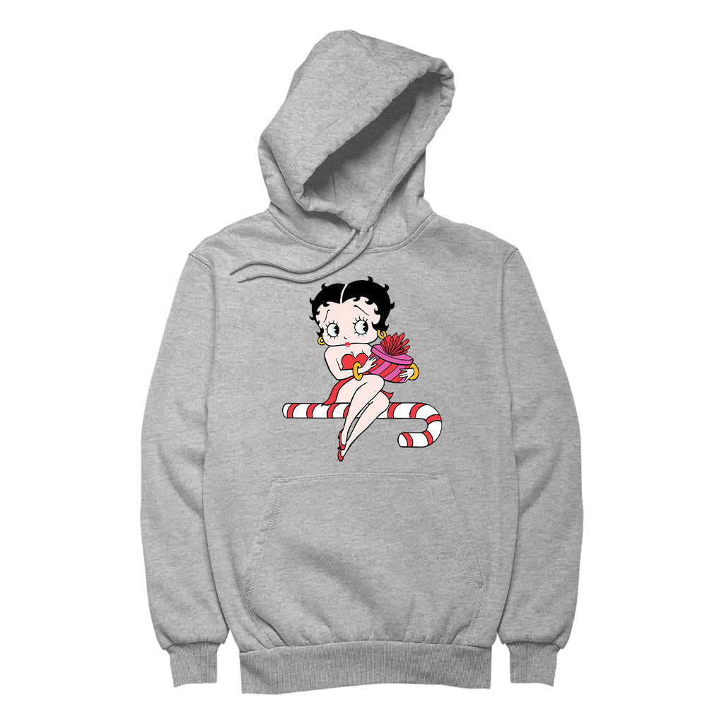 Betty Boop Christmas Candy Cane Seat Women's Hooded Sweatshirt