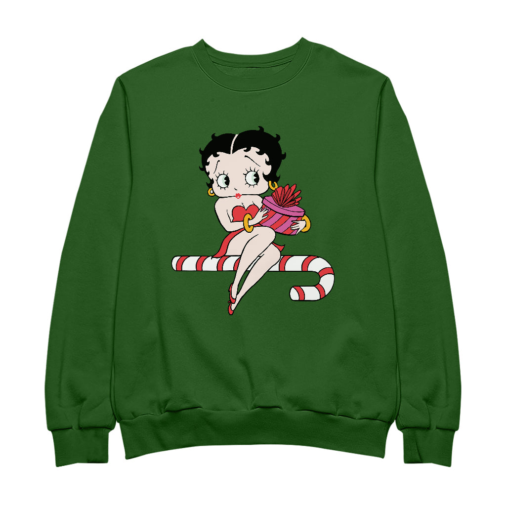 Betty Boop Christmas Candy Cane Seat Women's Sweatshirt-Betty Boop Shop