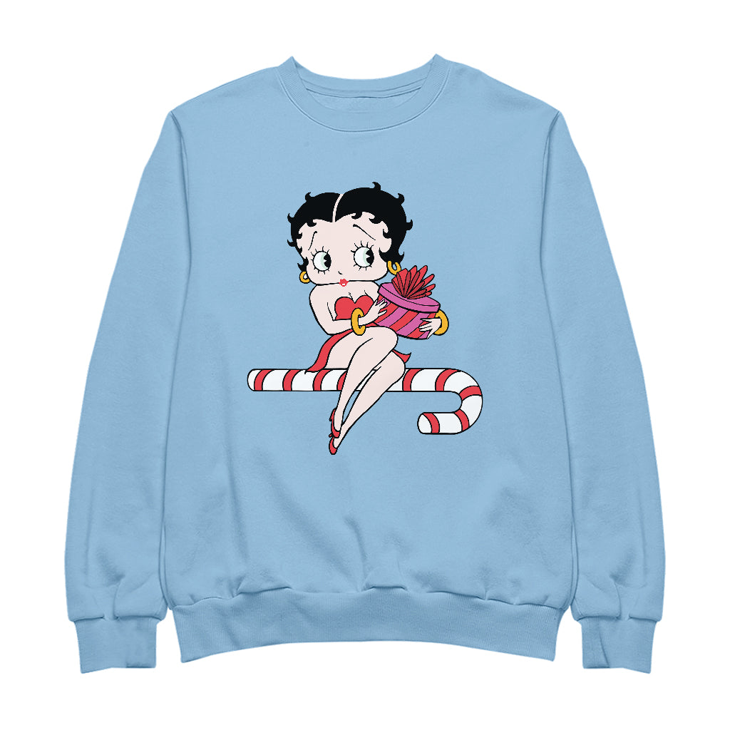 Betty Boop Christmas Candy Cane Seat Women's Sweatshirt-Betty Boop Shop